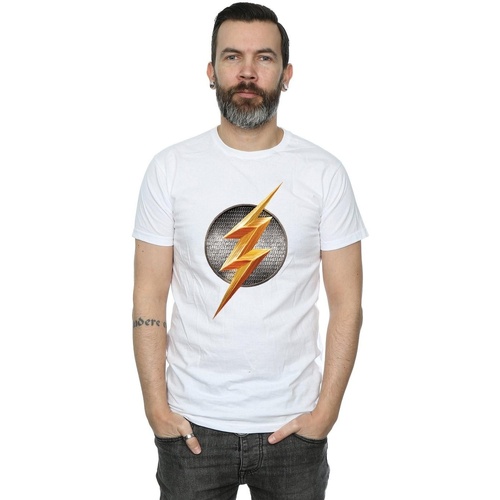 Vêtements Homme T-shirts manches longues Dc Comics Justice League Movie Flash Emblem Blanc