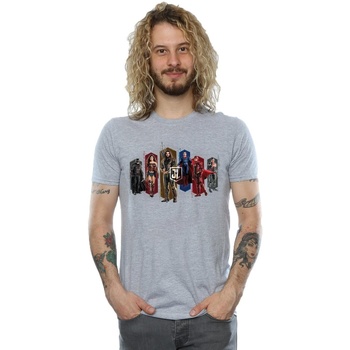 Vêtements Homme T-shirts manches longues Dc Comics Justice League Movie Team Hexagons Gris