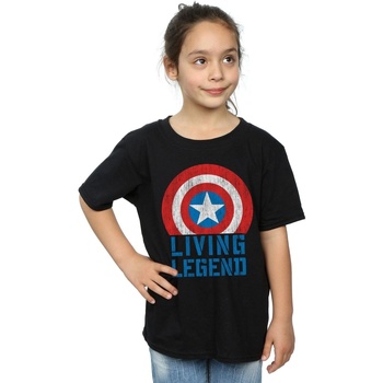 Vêtements Fille T-shirts manches longues Marvel Captain America Living Legend Noir