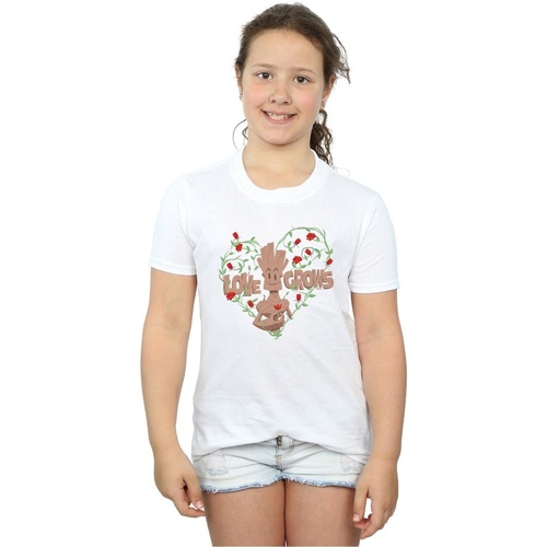 Vêtements Fille T-shirts manches longues Marvel Groot Love Grows Blanc