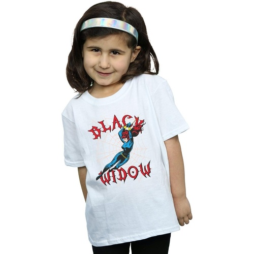 Vêtements Fille T-shirts manches longues Marvel Black Widow Web Blanc