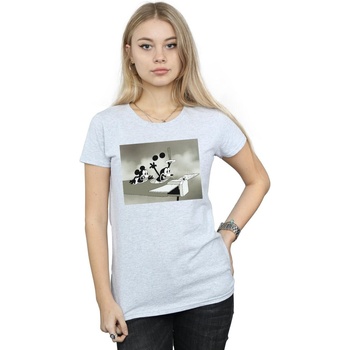 Vêtements Femme T-shirts manches longues Disney Mickey Mouse Crazy Pilot Gris
