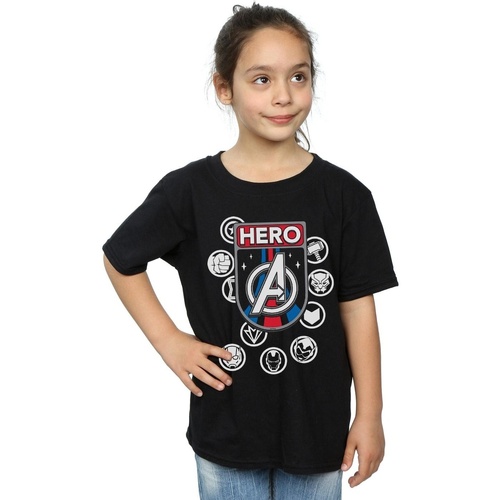 Vêtements Fille T-shirts manches longues Marvel Hero Badge Noir