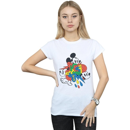 Vêtements Femme T-shirts manches longues Disney Mickey Mouse Vintage Arrows Blanc