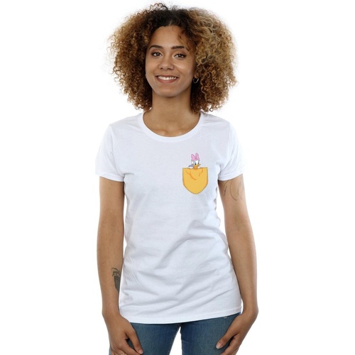 Vêtements Femme T-shirts manches longues Disney Daisy Duck Faux Pocket Blanc