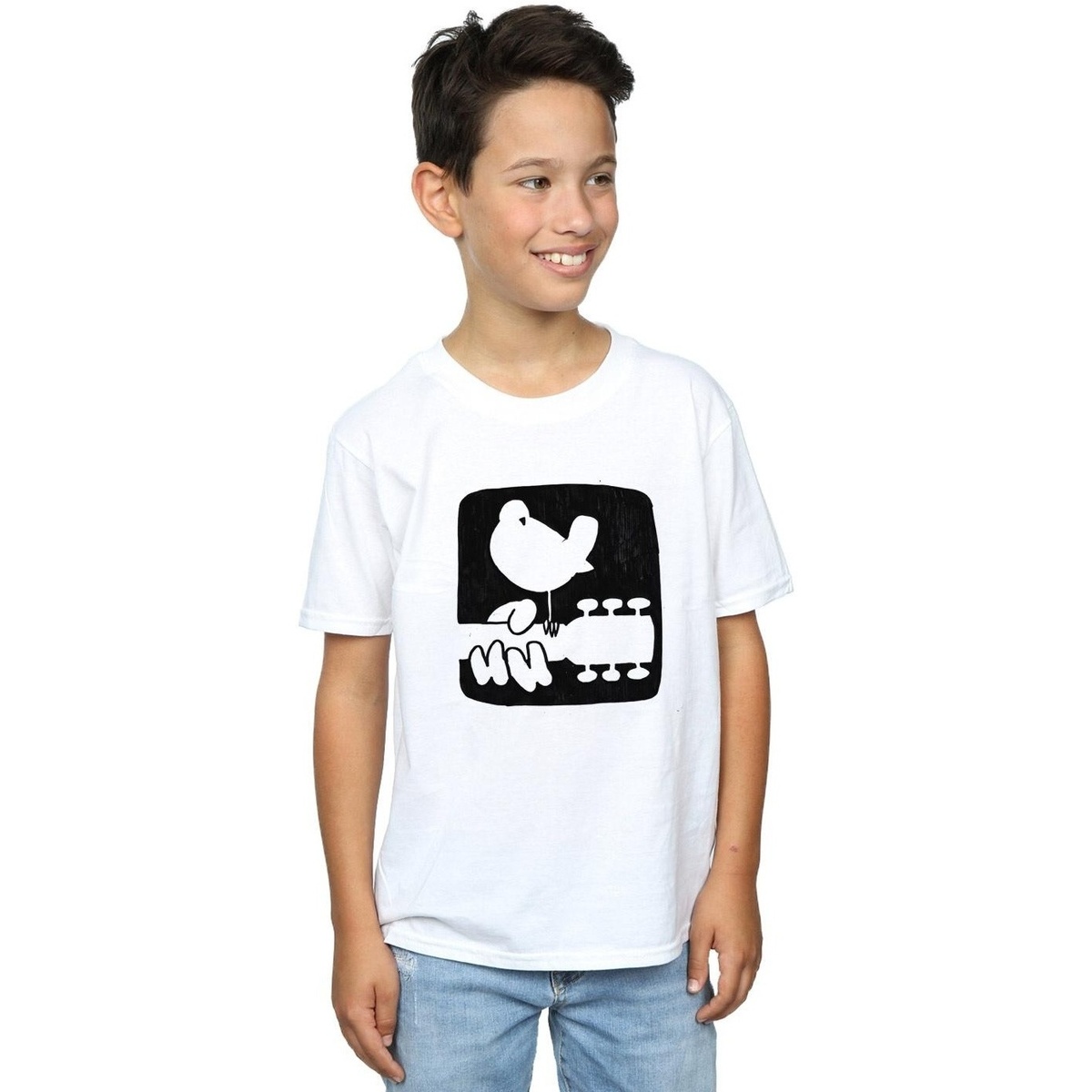 Vêtements Garçon T-shirts manches courtes Woodstock Guitar Logo Blanc