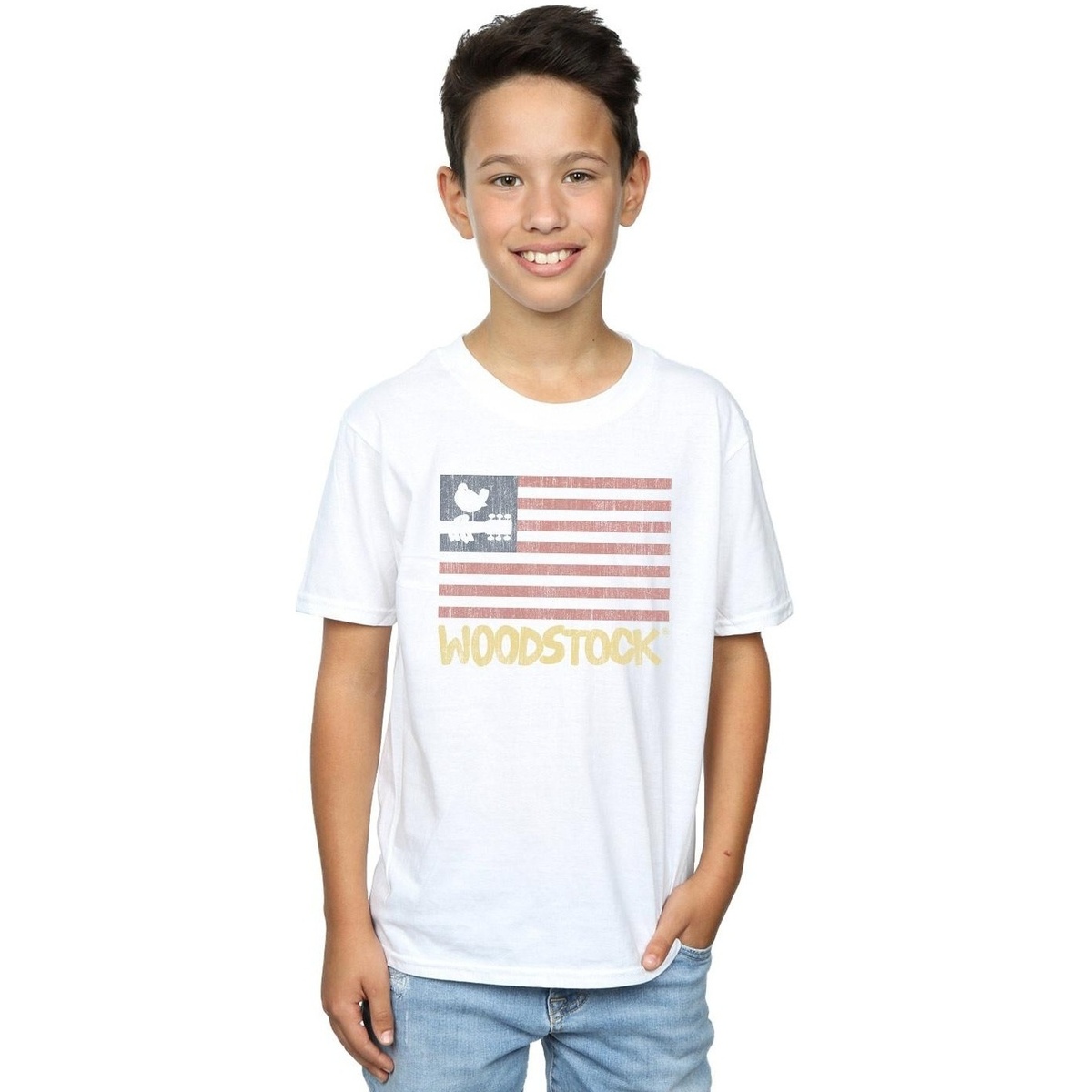 Vêtements Garçon T-shirts manches courtes Woodstock Distressed Flag Blanc