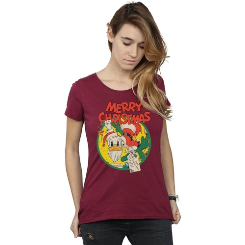 Vêtements Femme T-shirts manches longues Disney Donald Duck Merry Christmas Multicolore