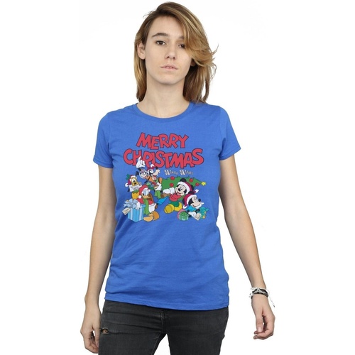 Vêtements Femme T-shirts manches longues Disney Mickey And Friends Winter Wishes Bleu