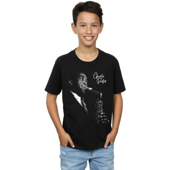 Vêtements Garçon T-shirts manches courtes Charlie Parker Playing Saxophone Noir