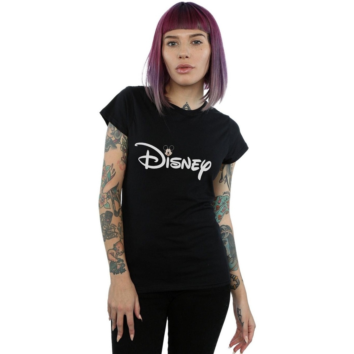 Vêtements Femme T-shirts manches longues Disney Mickey Mouse Logo Head Noir