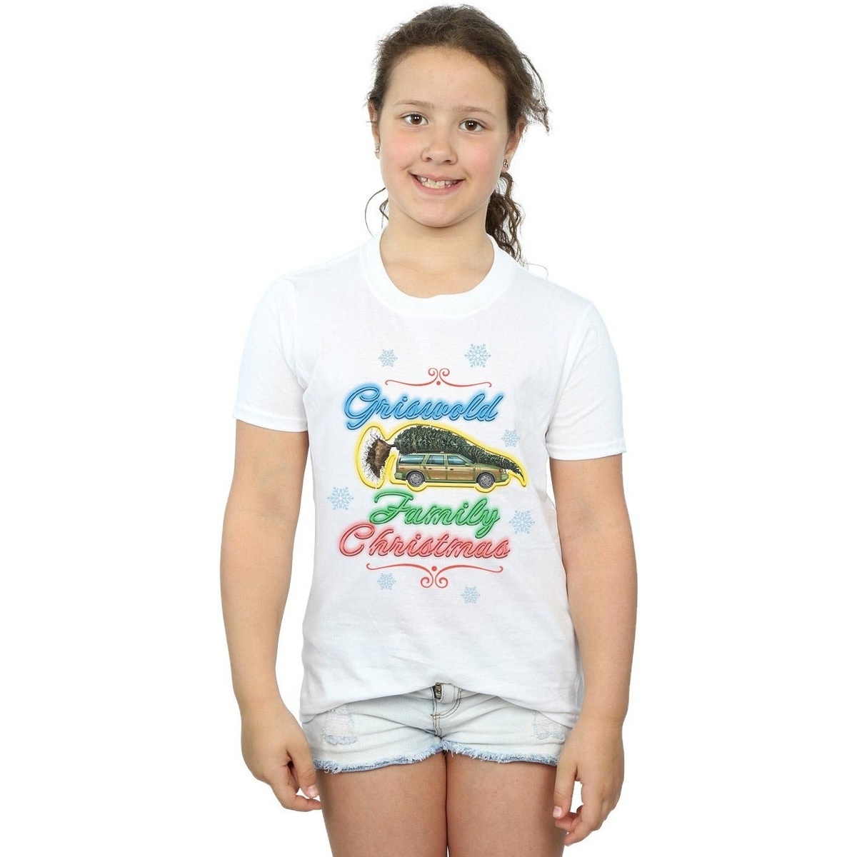 Vêtements Fille T-shirts White manches longues National Lampoon´s Christmas Va Griswold Family Christmas Blanc