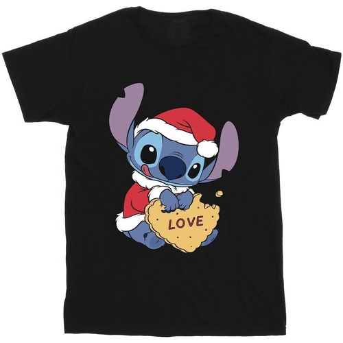 Vêtements Homme T-shirts manches longues Disney Lilo And Stitch Christmas Love Biscuit Noir