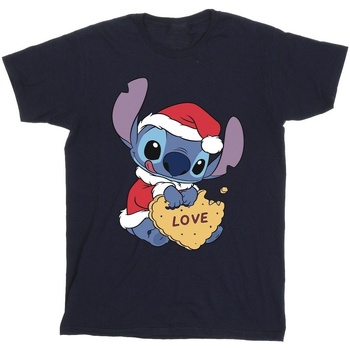 Vêtements Homme T-shirts manches longues Disney Lilo And Stitch Christmas Love Biscuit Bleu