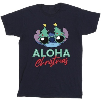 Vêtements Homme T-shirts manches longues Disney Lilo And Stitch Christmas Tree Shades Bleu