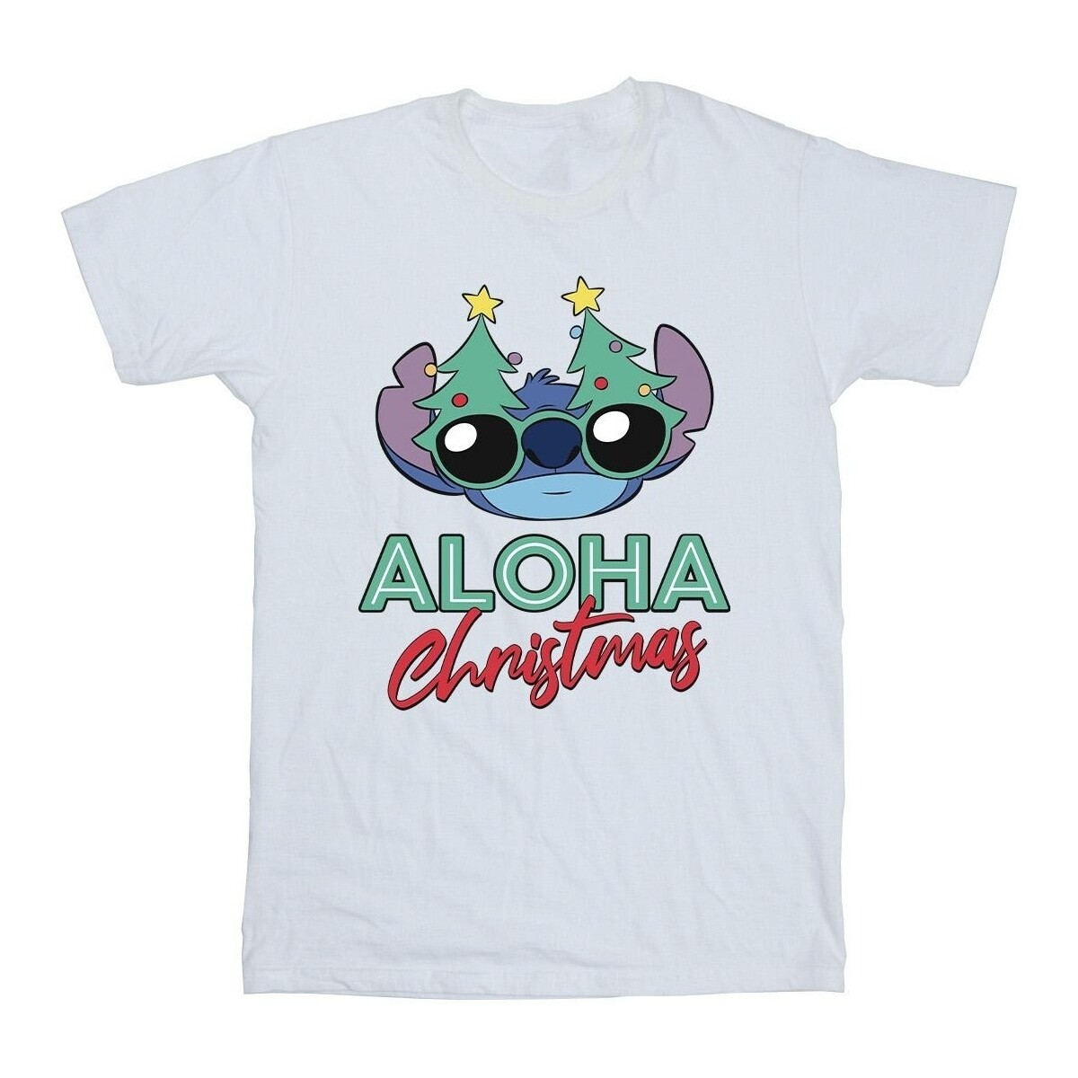Vêtements Homme T-shirts manches longues Disney Lilo And Stitch Christmas Tree Shades Blanc