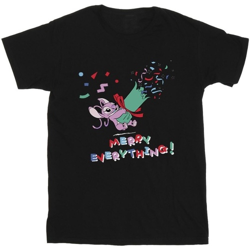 Vêtements Homme T-shirts manches longues Disney Lilo And Stitch Angel Merry Everything Noir