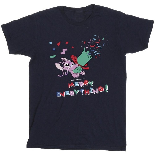 Vêtements Homme T-shirts manches longues Disney Lilo And Stitch Angel Merry Everything Bleu