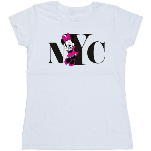 Vêtements Femme T-shirts manches longues Disney Minnie Mouse NYC Blanc