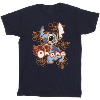 Vêtements Homme T-shirts manches longues Disney Lilo And Stitch Ohana Orange Hibiscus Bleu