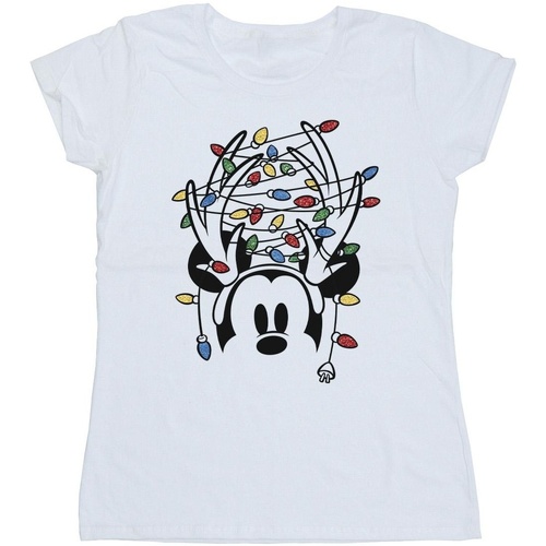 Vêtements Femme T-shirts manches longues Disney Mickey Mouse Christmas Head Lights Blanc