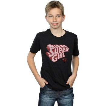 Vêtements Garçon T-shirts manches courtes Dc Comics Supergirl Retro Logo Noir