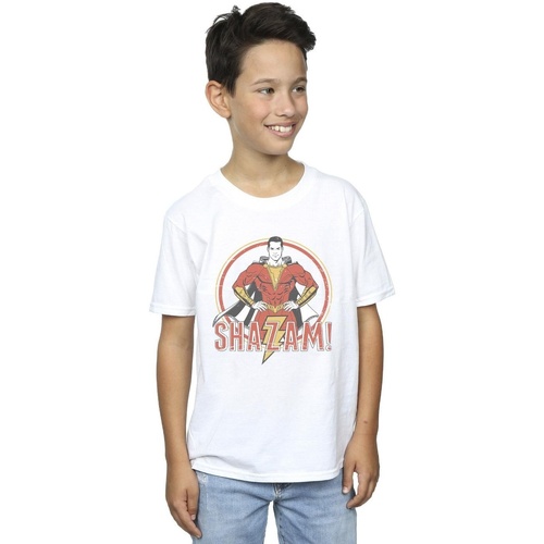 Vêtements Garçon T-shirts manches courtes Dc Comics Shazam Retro Circle Distressed Blanc