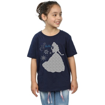 Vêtements Fille T-shirts manches longues Disney Belle Christmas Silhouette Bleu