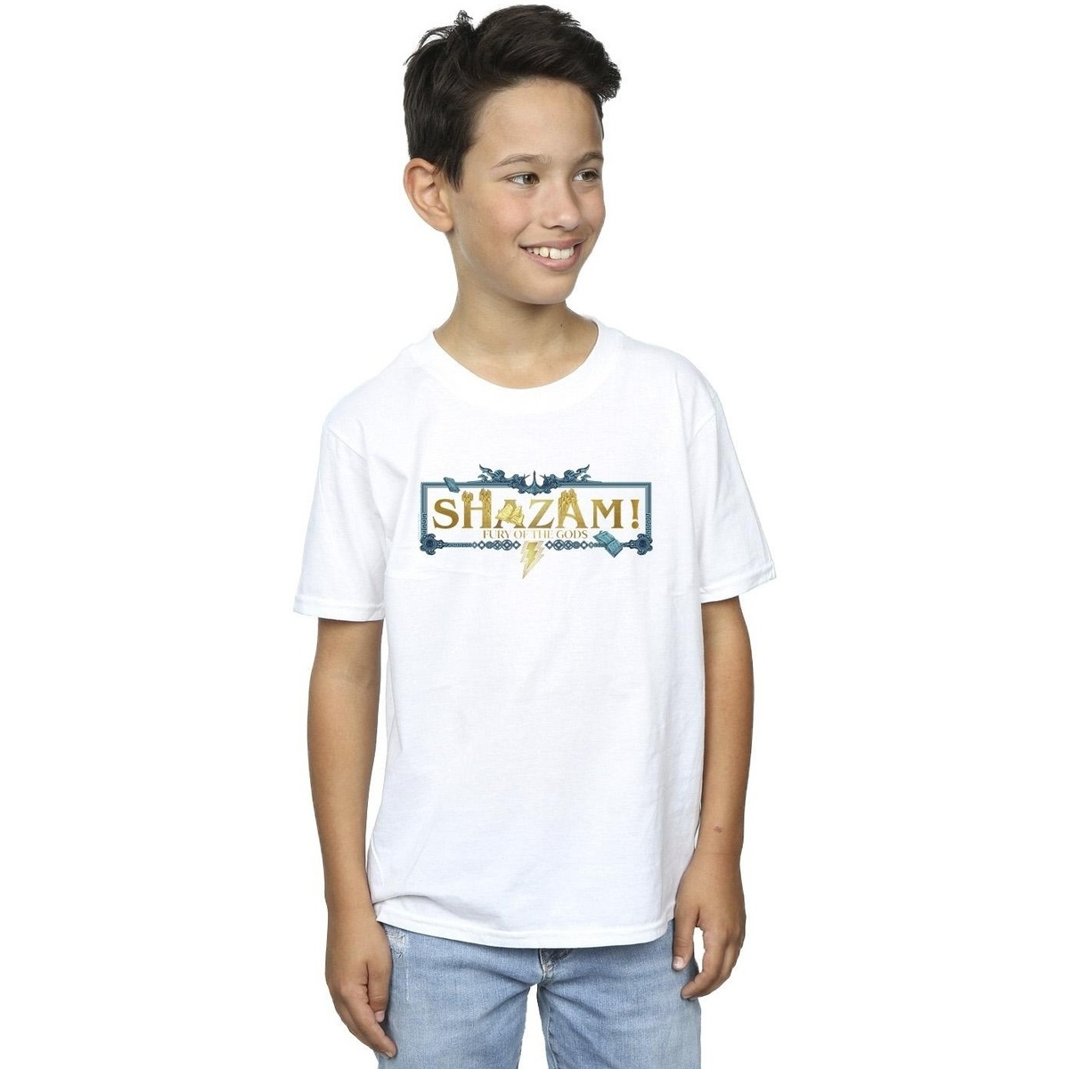 Vêtements Garçon T-shirts Performa manches courtes Dc Comics Shazam Fury Of The Gods Golden Logo Blanc