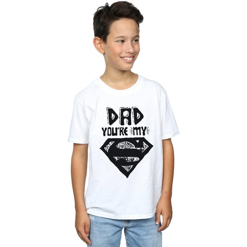 Vêtements Garçon T-shirts manches courtes Dc Comics Superman Super Dad Blanc