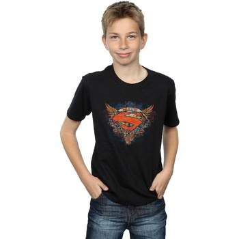 Vêtements Garçon T-shirts manches courtes Dc Comics Superman Wings Shield Noir