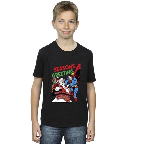 Vêtements Garçon T-shirts manches courtes Dc Comics Superman Santa Comic Noir
