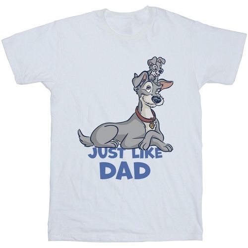 Vêtements Homme T-shirts manches longues Disney Lady And The Tramp Just Like Dad Blanc