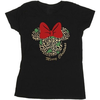 Vêtements Femme T-shirts manches longues Disney Minnie Mouse Leopard Christmas Noir