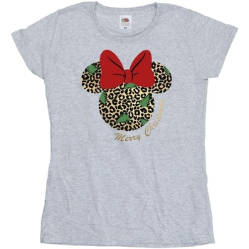 Vêtements Femme T-shirts manches longues Disney Minnie Mouse Leopard Christmas Gris