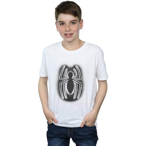 Vêtements Garçon T-shirts manches courtes Marvel Spider-Man Graffiti Logo Blanc