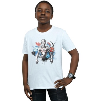 Vêtements Garçon T-shirts manches courtes Marvel Spider-Man Graffiti Pose Blanc