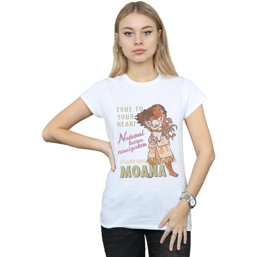 Vêtements Femme T-shirts manches longues Disney Moana Natural Born Navigator Blanc