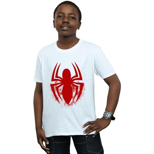 Vêtements Garçon T-shirts manches courtes Marvel Spider-Man Logo Emblem Blanc