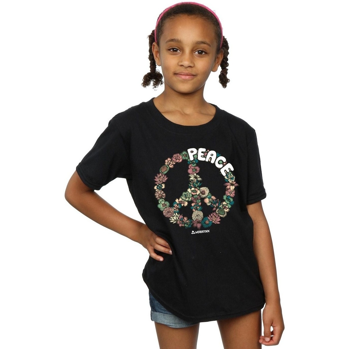 Vêtements Fille T-shirts manches longues Woodstock Floral Peace Noir