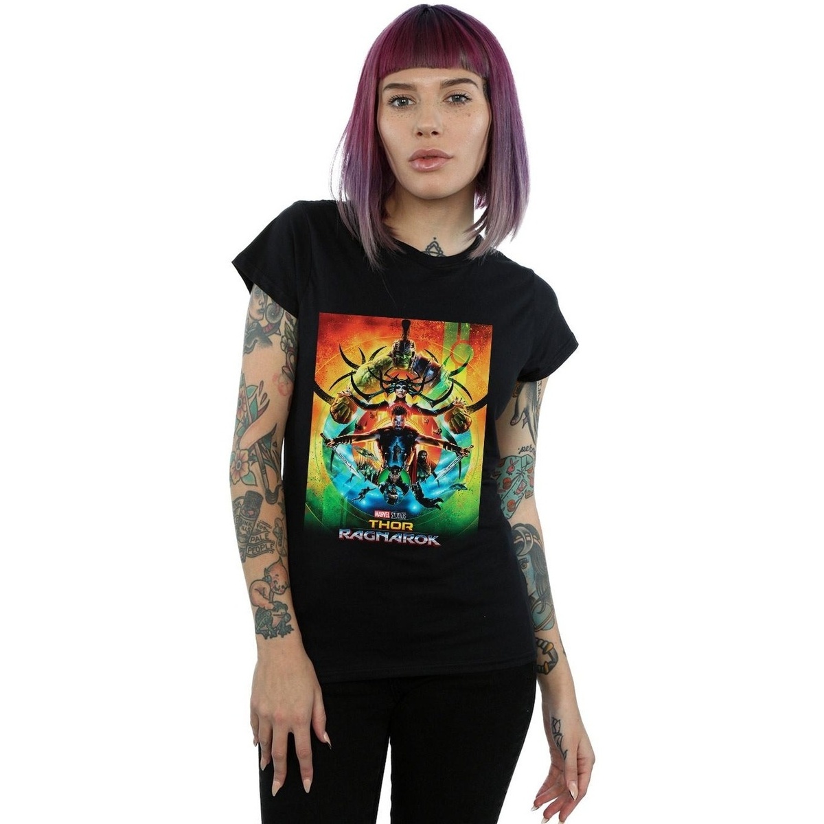 Vêtements Femme T-shirts manches longues Marvel Studios Thor Ragnarok Poster Noir