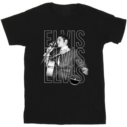 Vêtements Fille T-shirts manches longues Elvis Triple Logo Portrait Noir