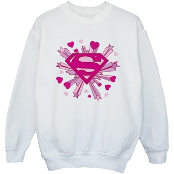 Vêtements Fille Sweats Dc Comics Superman Pink Hearts And Stars Logo Blanc