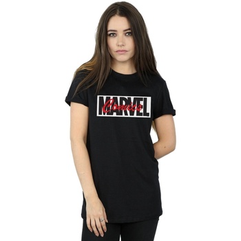 Vêtements Femme T-shirts manches longues Marvel Red Font Logo Noir