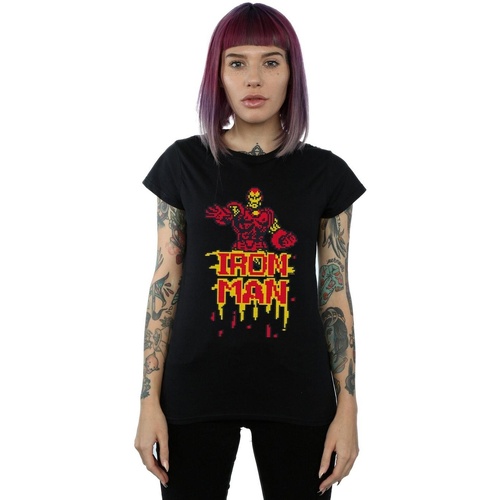 Vêtements Femme T-shirts manches longues Marvel Iron Man Pixelated Noir