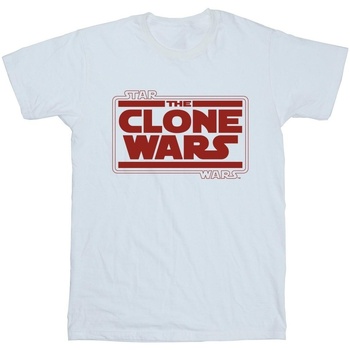 Vêtements Fille T-shirts manches longues Disney Clone Wars Logo Blanc