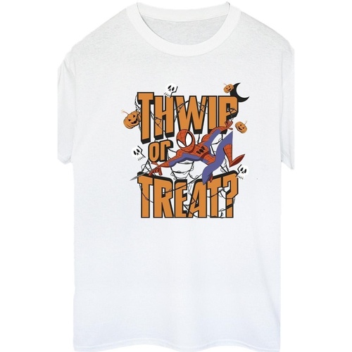 Vêtements Femme T-shirts manches longues Marvel Spider-Man Thwip Or Treat Blanc
