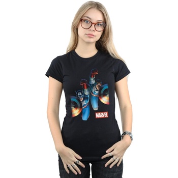 Vêtements Femme T-shirts manches longues Marvel Falcon And Captain America Side By Side Noir