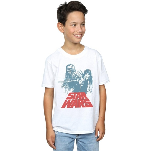 Vêtements Garçon T-shirts manches courtes Disney Han Solo Chewie Duet Blanc
