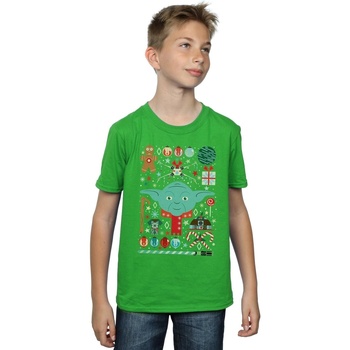 Vêtements Garçon T-shirts manches courtes Disney Yoda Christmas Vert